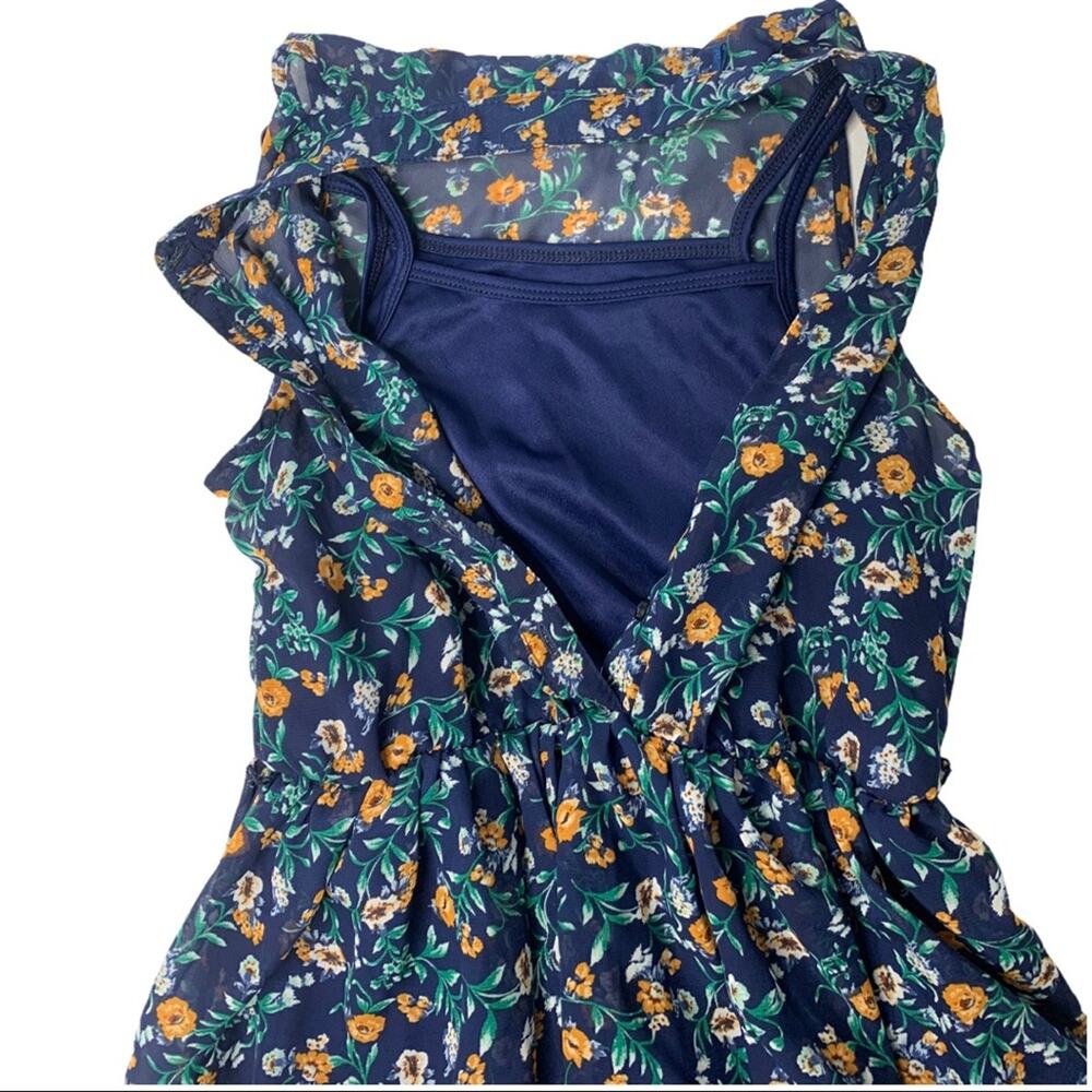 KnitWorks 8 sleeveless dress blue floral layered